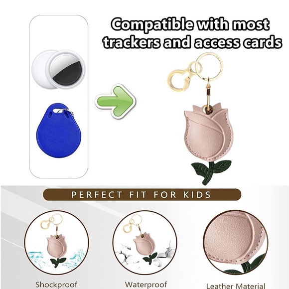 Leather Rose AirTag Keychain Or Bag Charm - Picture 3 of 6